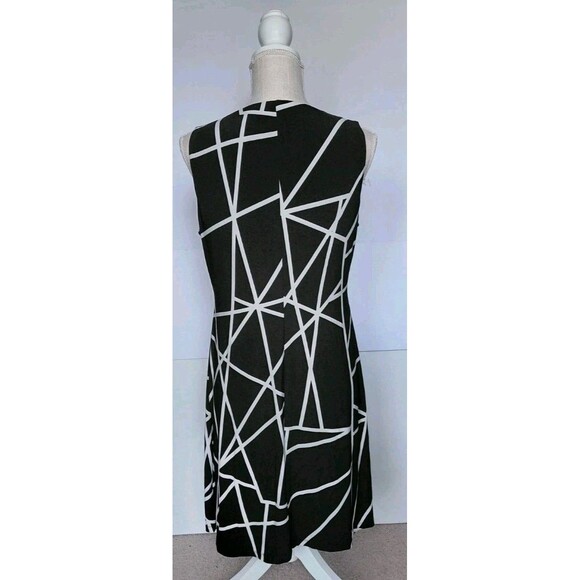 Tommy Hilger Black W/White Lines Straight Dress Size 10 - Picture 4 of 8